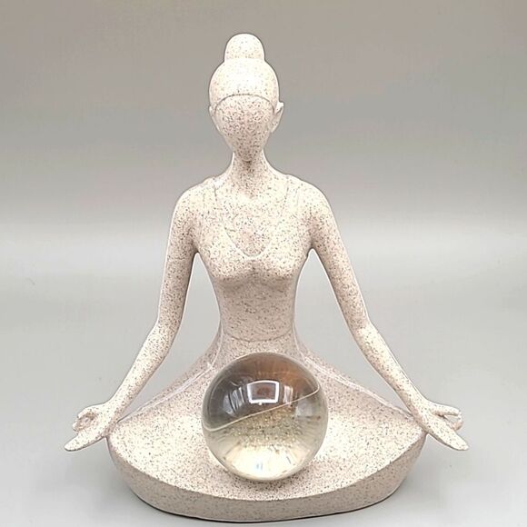 Other - Meditating Lady in Yoga Pose Statue with Crystal Ball, NWOT